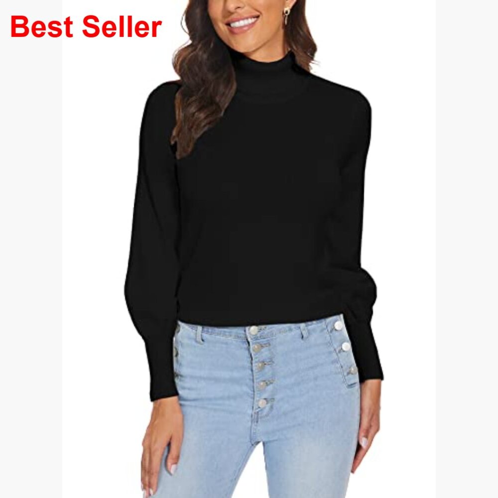Rayon Polyester Knit Turtleneck Pullover Sweater … - image 2